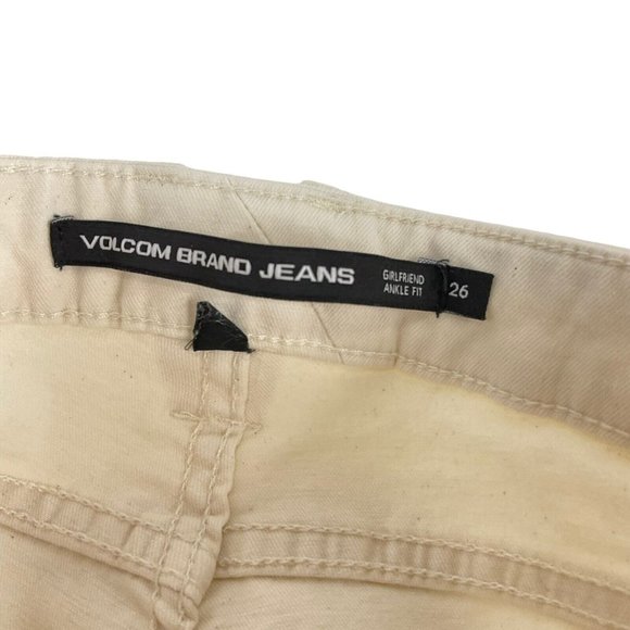 Volcom Jeans Womens Sz 26 White Vol-Stone Girlfriend Ankle Fit Stretch Denim Nwt - Picture 6 of 13